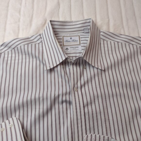 Brooks Brothers Thomas Mason Regent Fit Men's XL 17.5/34 Button Up Long Sleeve - Picture 3 of 14